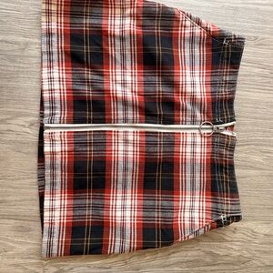 Volcom Plaid Mini Skirt - Red, Black, and White